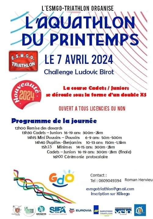 AQUATHLON DU PRINTEMPS - 07/04/2024